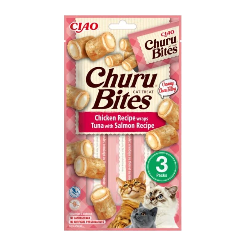 Churu Cat Bites kaķu gardums kaķiem ar tunci un lasi 10 g N3